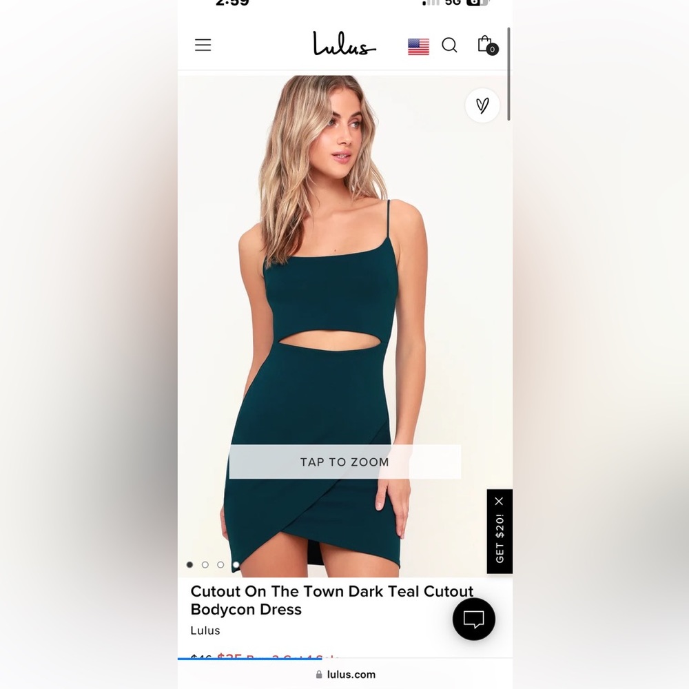 EUC Lulu’s cutout on the town dark teal bodycon dress